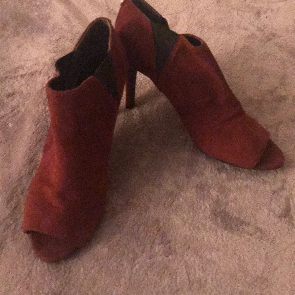 Burgundy Open Toe Booties